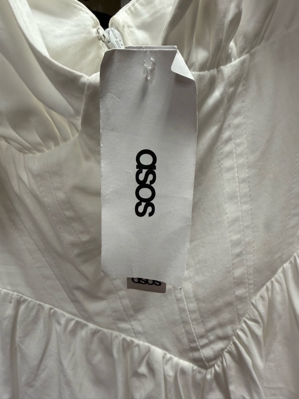 ASOS White One-Shoulder Ruffle Corset Mini Dress - Picture 5 of 11